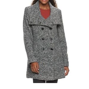 Iz Byer Women's Faux Wool Double-Breasted Pea Coat